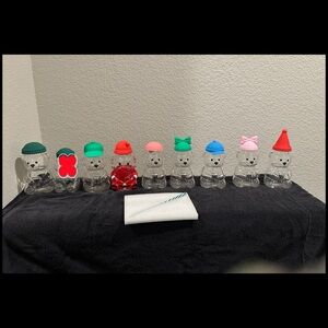 NEW! Bear Glass Cup with Straw Overstock items (never used)